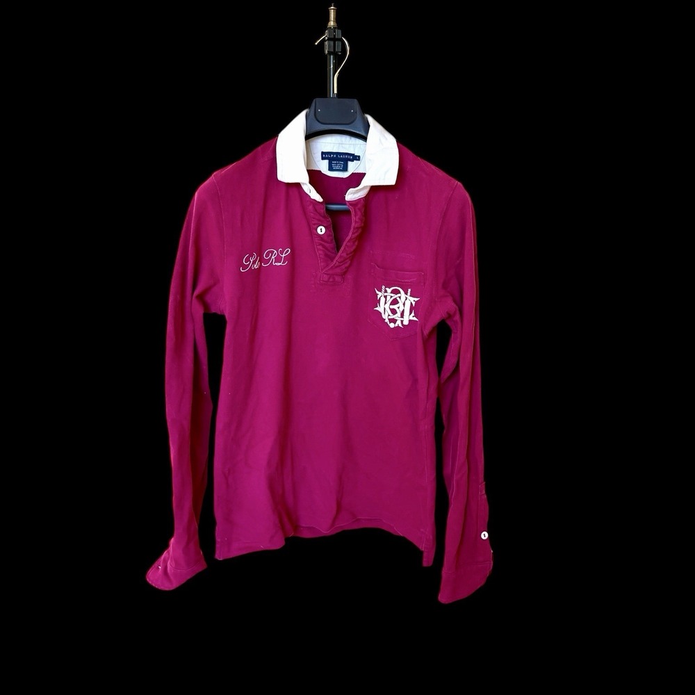 Polo Ralph Lauren RL Rugby‎ Shirt Pink  Womens Sz Large Preppy #3